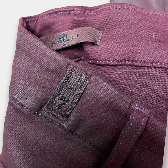7 for All Mankind Coated Burgundy  Skinny Jeans Denim Size 24 - Picture 5 of 10